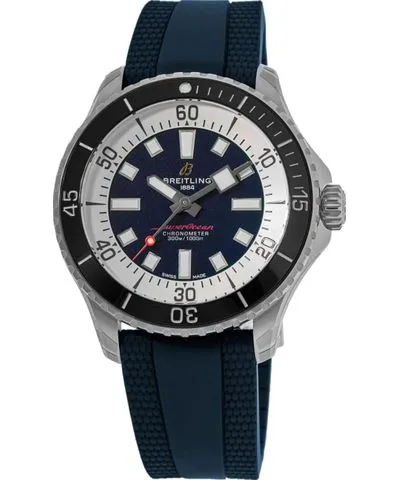 Breitling Superocean Automatic 44 Blue Dial Rubber Strap Men's Watch A17376211C1S1