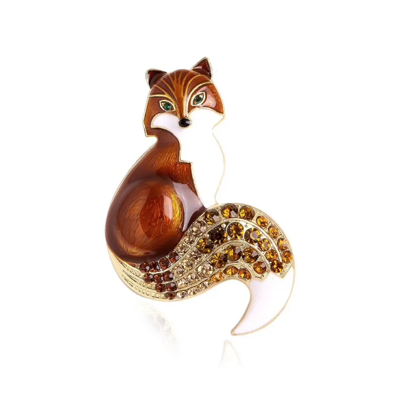 Brown Crystal Fox Brooch - Don't AsK