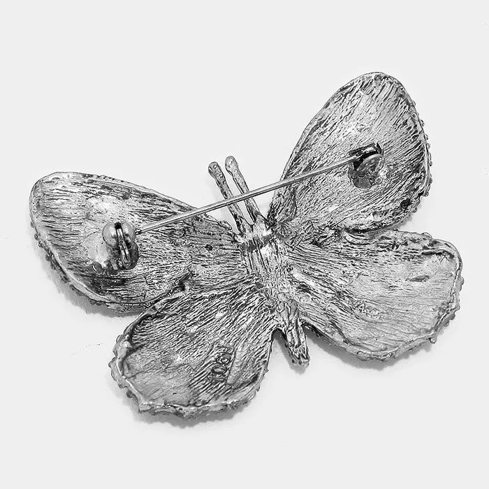 Butterfly black brooch