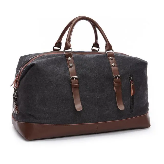 Canvas Leather Men's Large Carry On Luggage Travel Duffle Bags