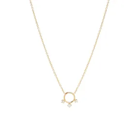 Circle with Three Prong Diamond Necklace