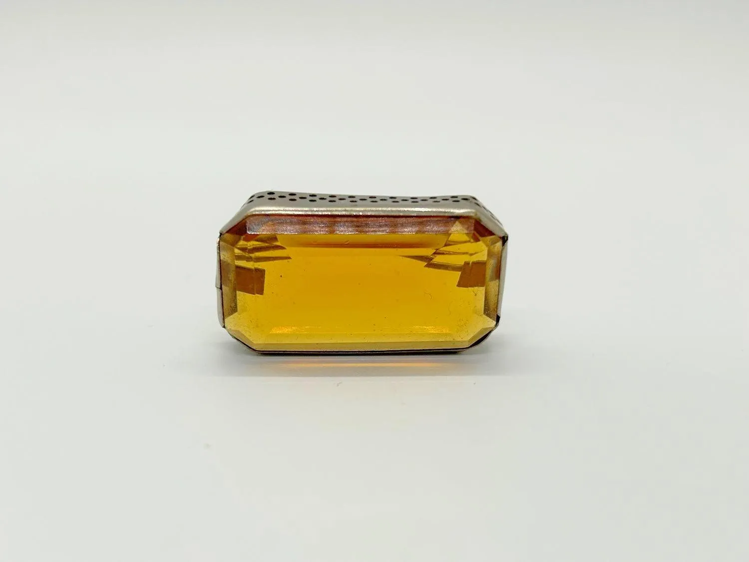 Citrine Colored Rectangular Art Deco Bar Brooch