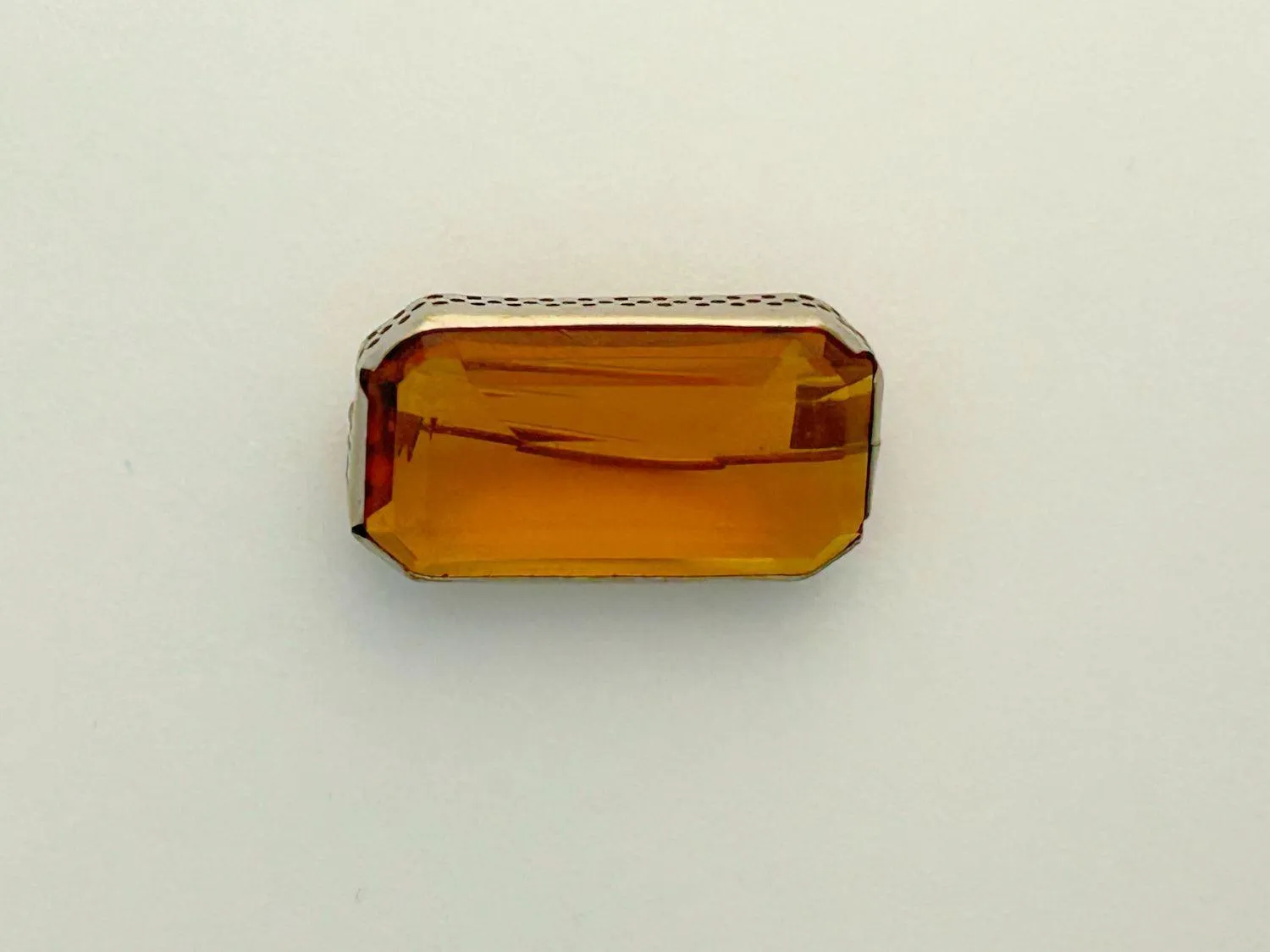 Citrine Colored Rectangular Art Deco Bar Brooch