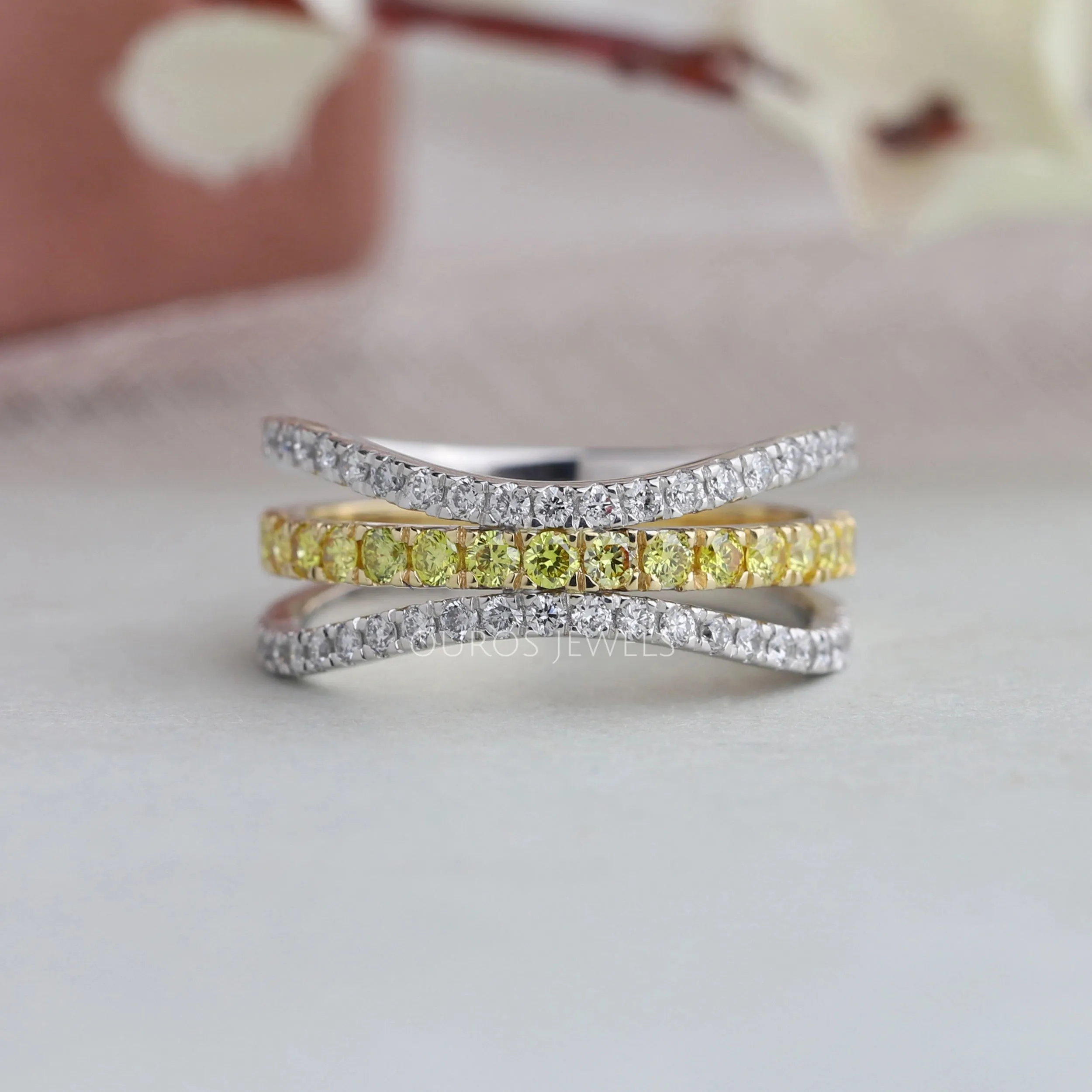 Cluster Round Triple Shank Diamond Party Wear Ring