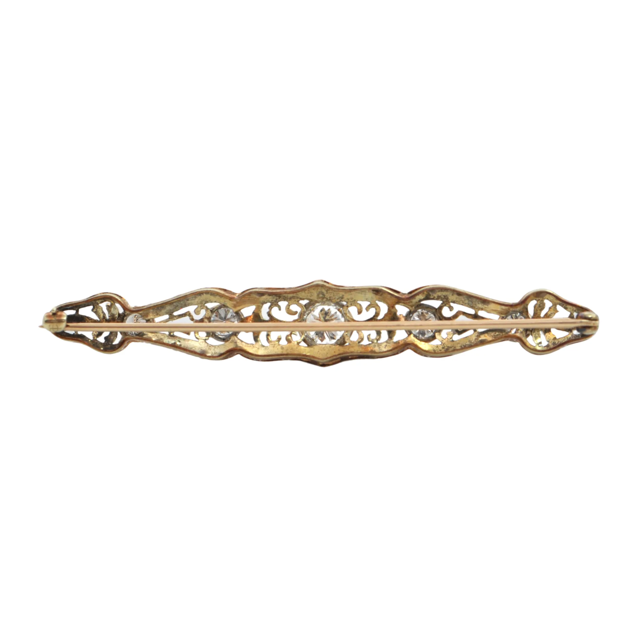 Crane & Theurer INC. Diamond 14K Gold Bar Pin Brooch C.1934