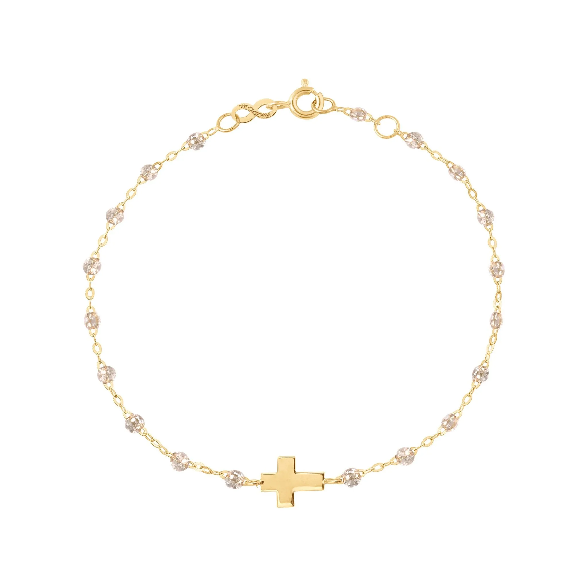 Cross Charm Classic Gigi Sparkle bracelet, Yellow Gold, 6.7