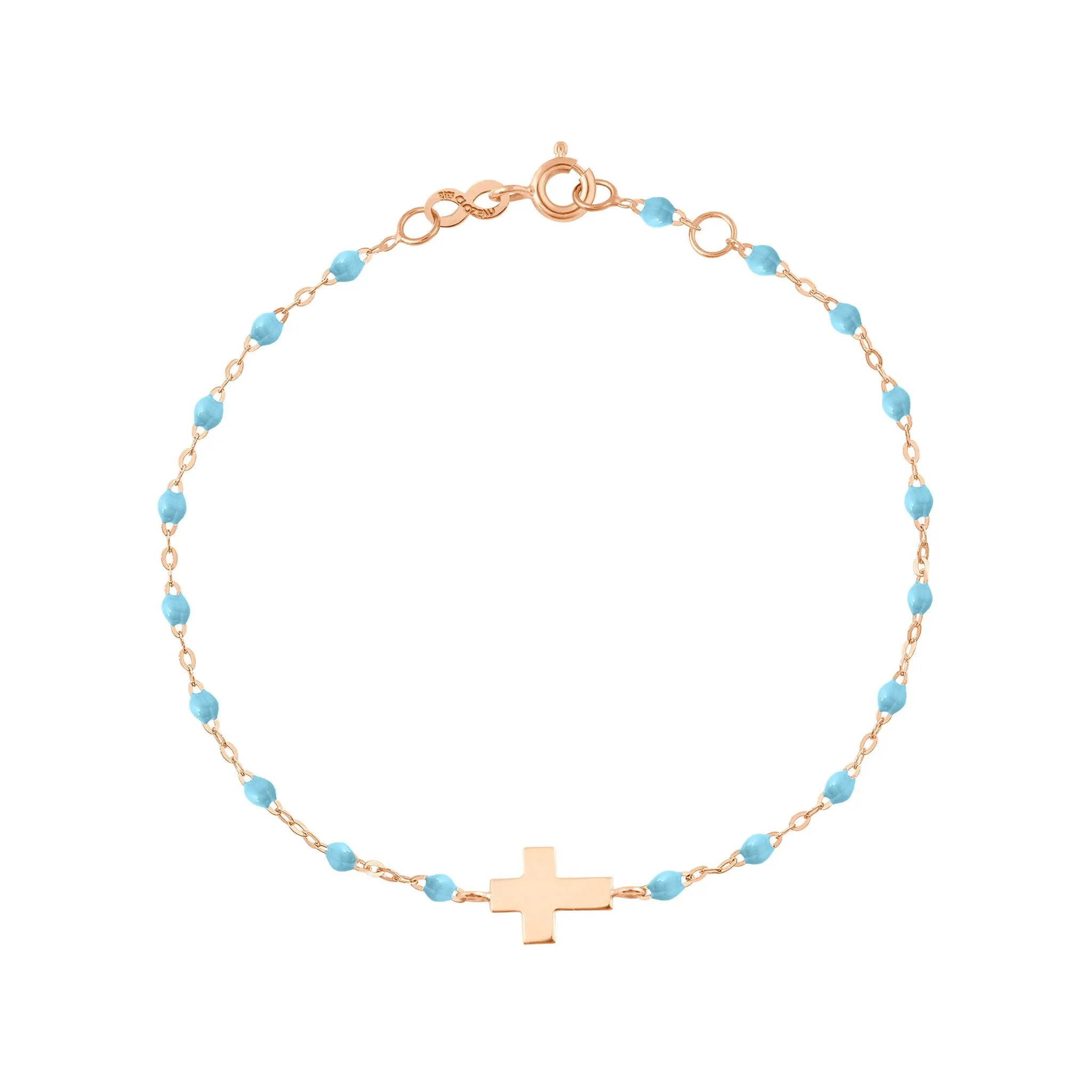 Cross Charm Classic Gigi Turquoise bracelet, Rose Gold, 6.7