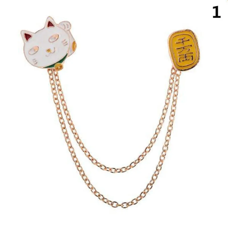 Cute Egg Cat Moon Rabbit Chain Brooch Badge Pin Jewelry Gift Women Girl Accessories S  Collar brooch SM6