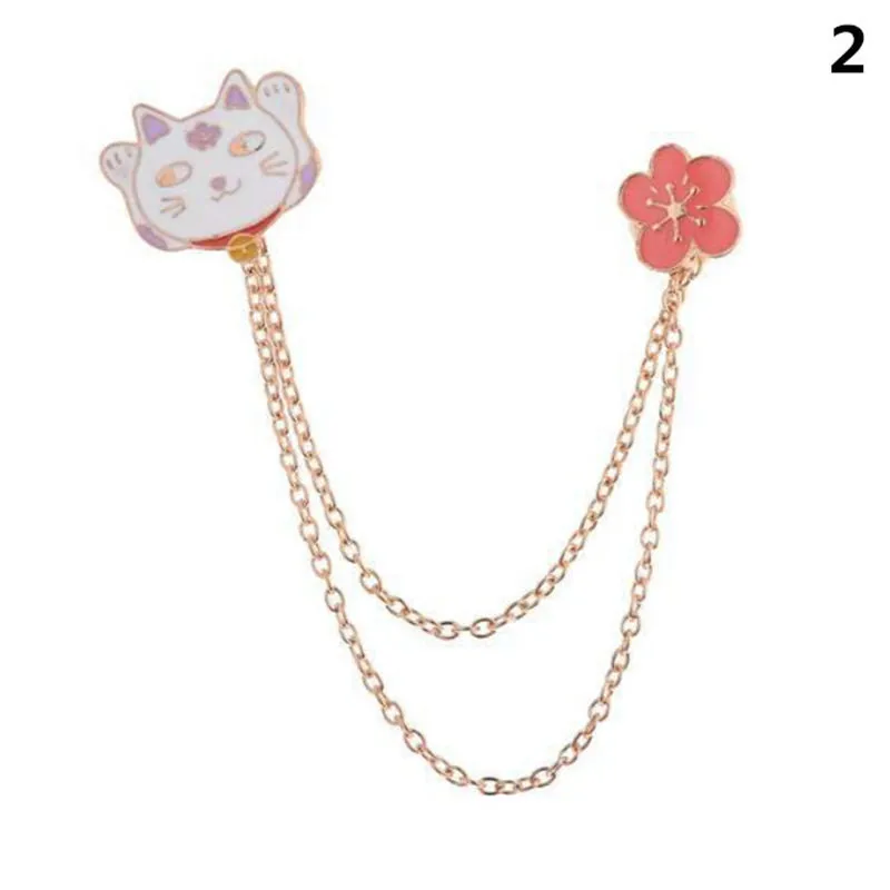 Cute Egg Cat Moon Rabbit Chain Brooch Badge Pin Jewelry Gift Women Girl Accessories S  Collar brooch SM6