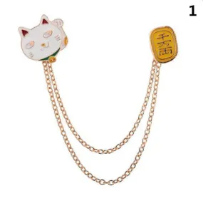 Cute Egg Cat Moon Rabbit Chain Brooch Badge Pin Jewelry Gift Women Girl Accessories S  Collar brooch SM6