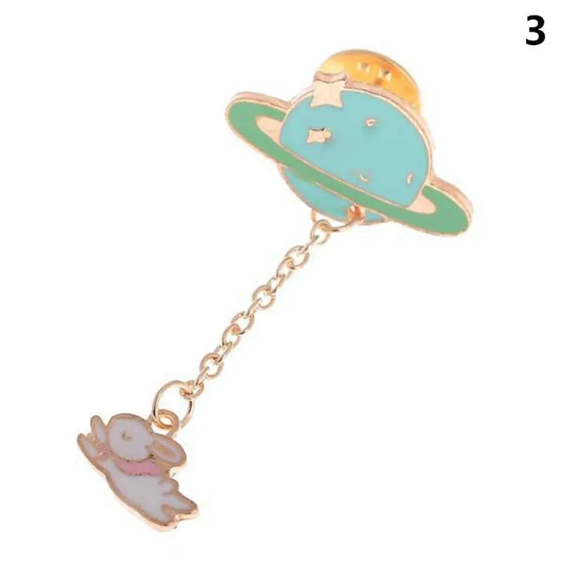 Cute Egg Cat Moon Rabbit Chain Brooch Badge Pin Jewelry Gift Women Girl Accessories S  Collar brooch SM6