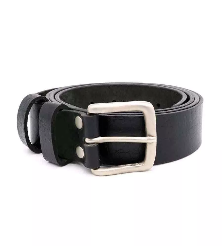 D555 Big Mens Black Hand Crafted Real Leather Hide Belt 3.7 Cm Width (GAVIN)