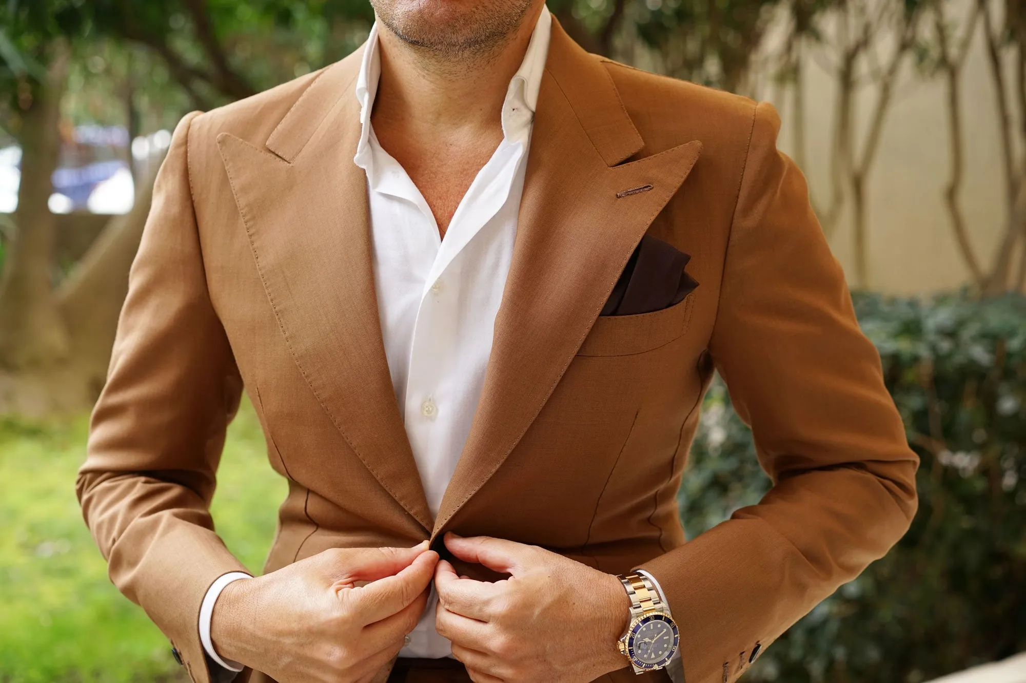 Dark Brown Truffle Satin Pocket Square