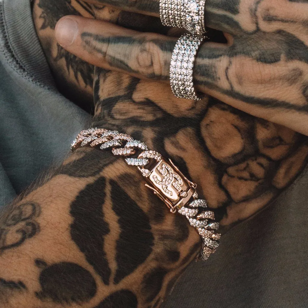 Diamond Cuban Link Bracelet 2 Tone 10mm