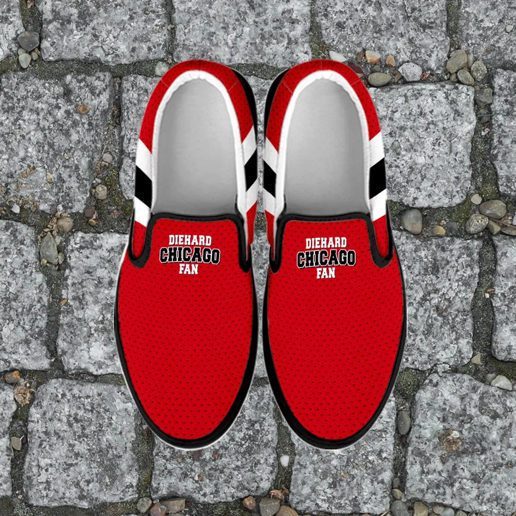 Diehard Chicago Fan Sports Slip On Shoes Black