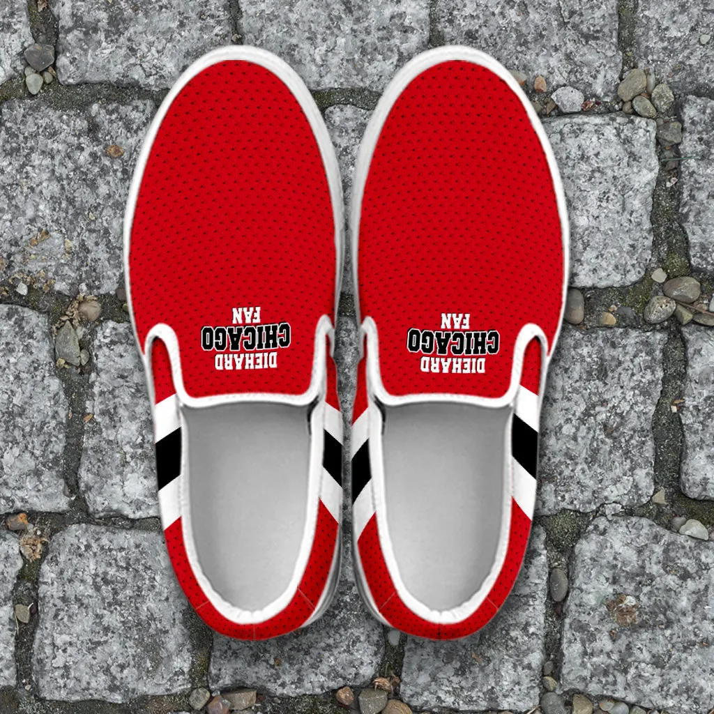 Diehard Chicago Fan Sports Slip On Shoes White