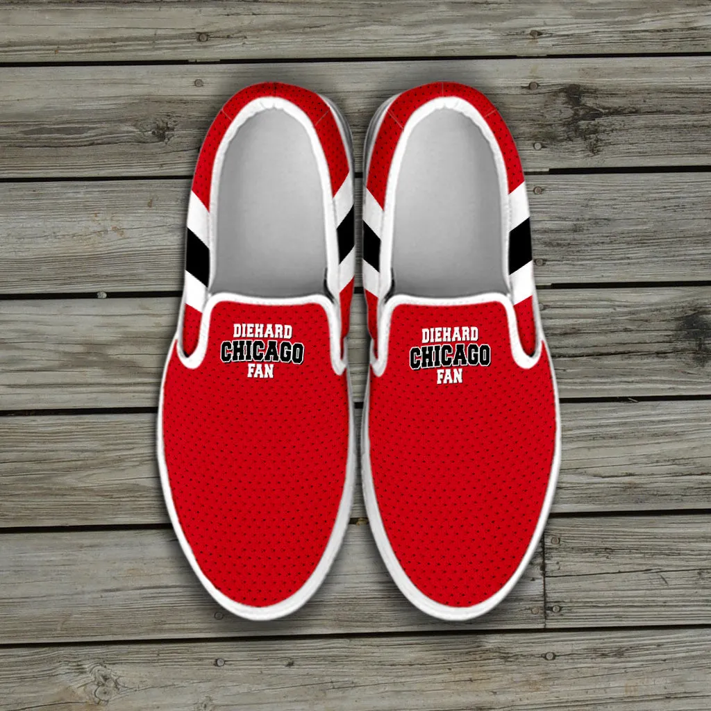 Diehard Chicago Fan Sports Slip On Shoes White