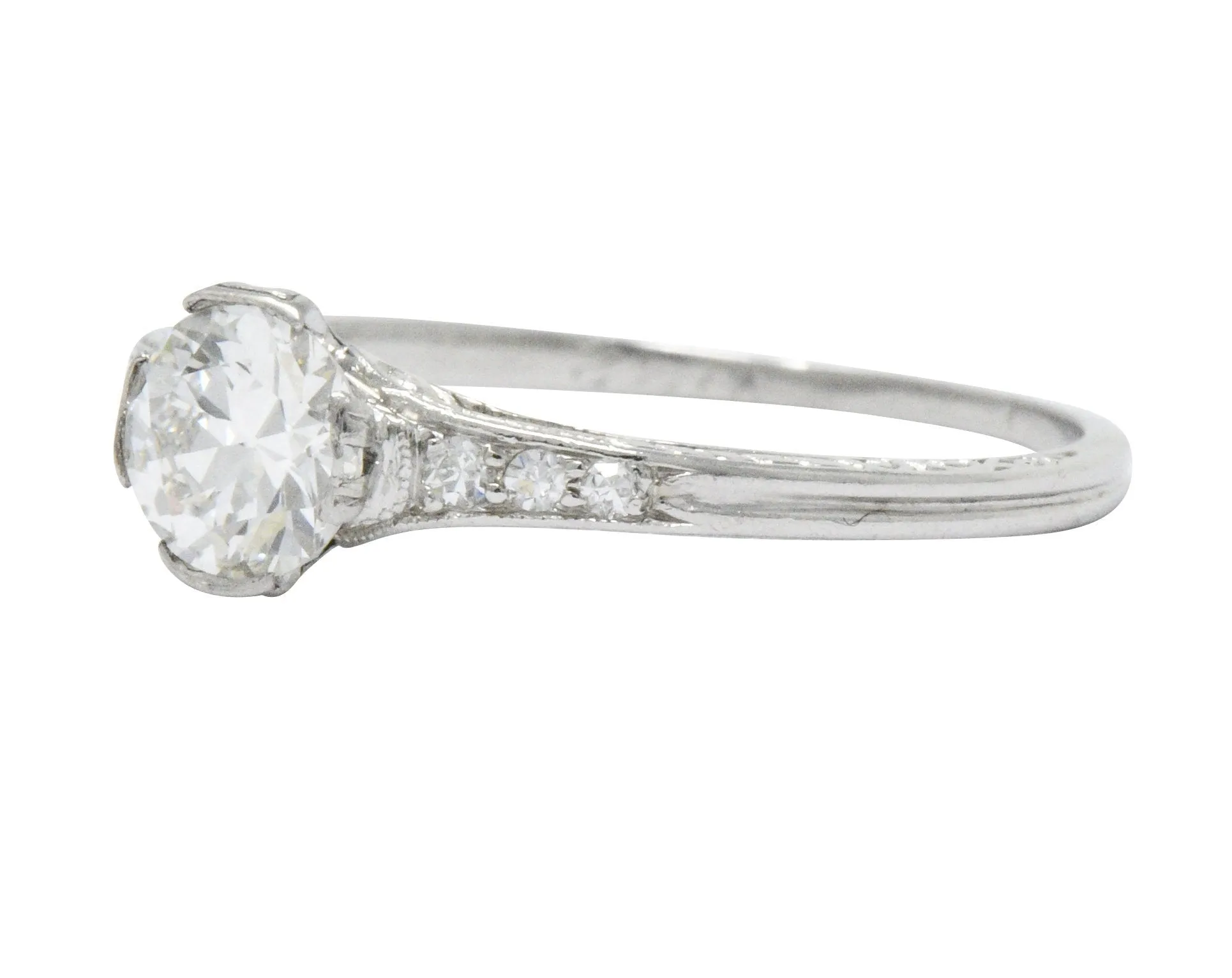 Edwardian 0.63 CTW Diamond And Platinum Engagement Ring, GIA