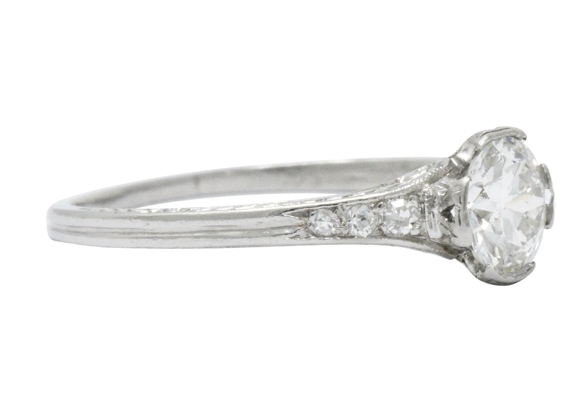 Edwardian 0.63 CTW Diamond And Platinum Engagement Ring, GIA