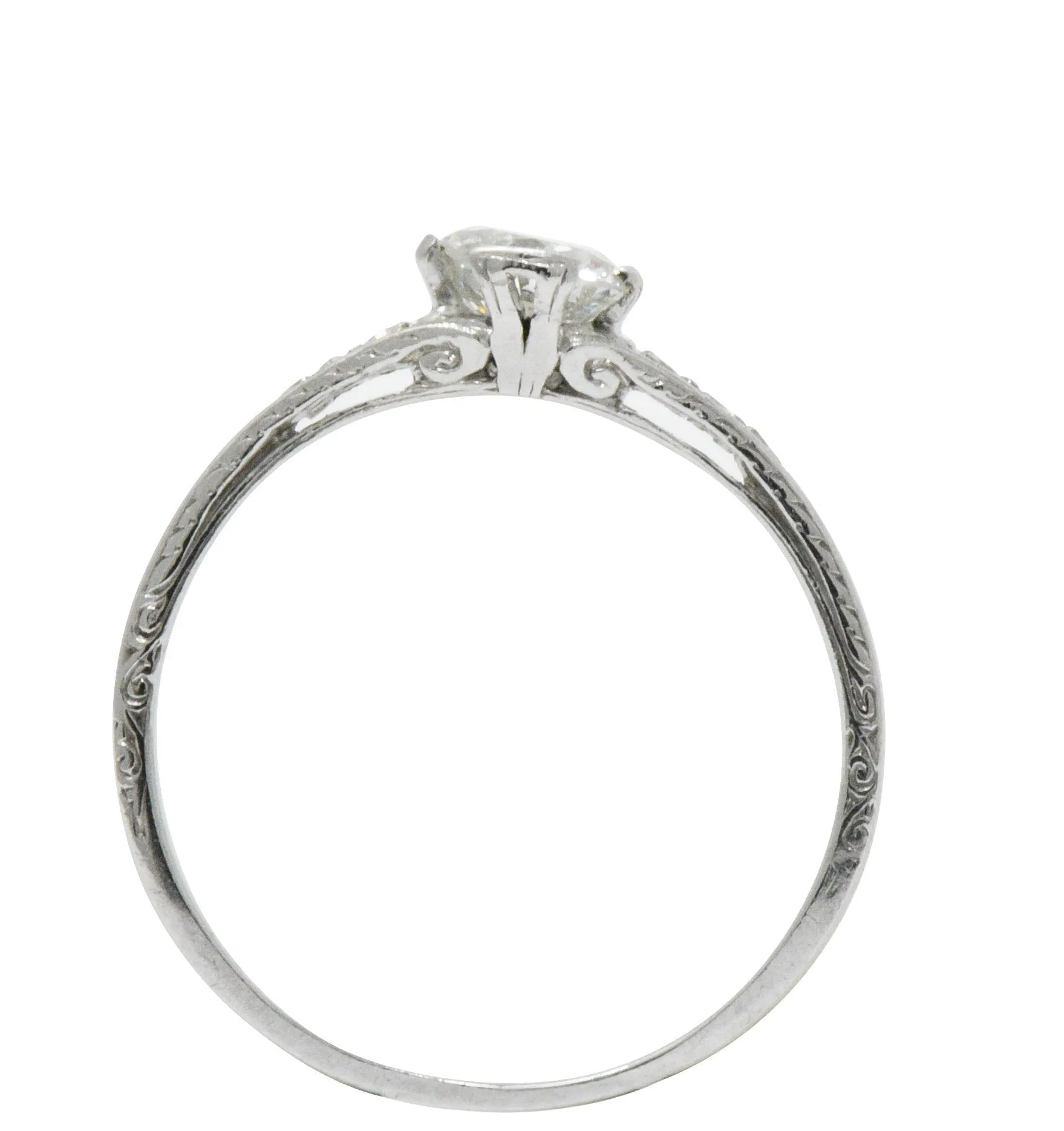 Edwardian 0.63 CTW Diamond And Platinum Engagement Ring, GIA