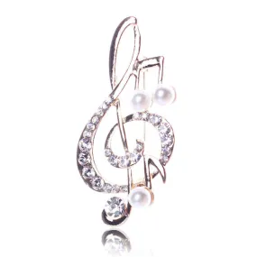 Elegant Music Note High-Grade Lovely Crystal Brooch Jewelry Rhinestone Pin  SM6