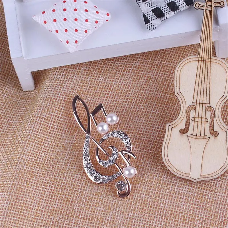 Elegant Music Note High-Grade Lovely Crystal Brooch Jewelry Rhinestone Pin  SM6