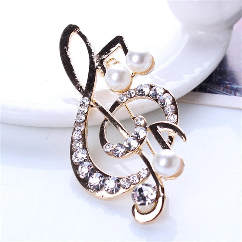 Elegant Music Note High-Grade Lovely Crystal Brooch Jewelry Rhinestone Pin  SM6