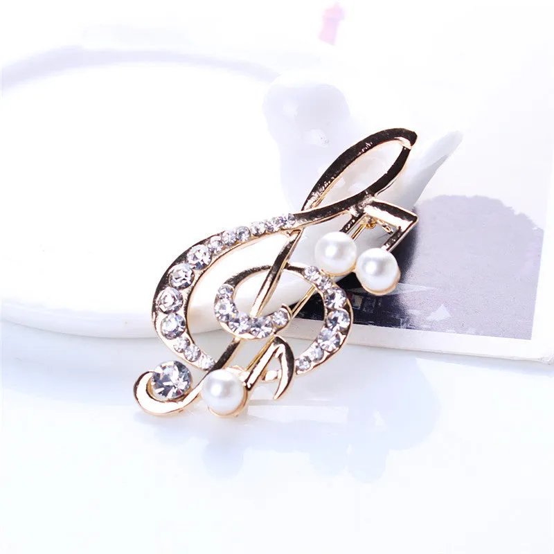 Elegant Music Note High-Grade Lovely Crystal Brooch Jewelry Rhinestone Pin  SM6