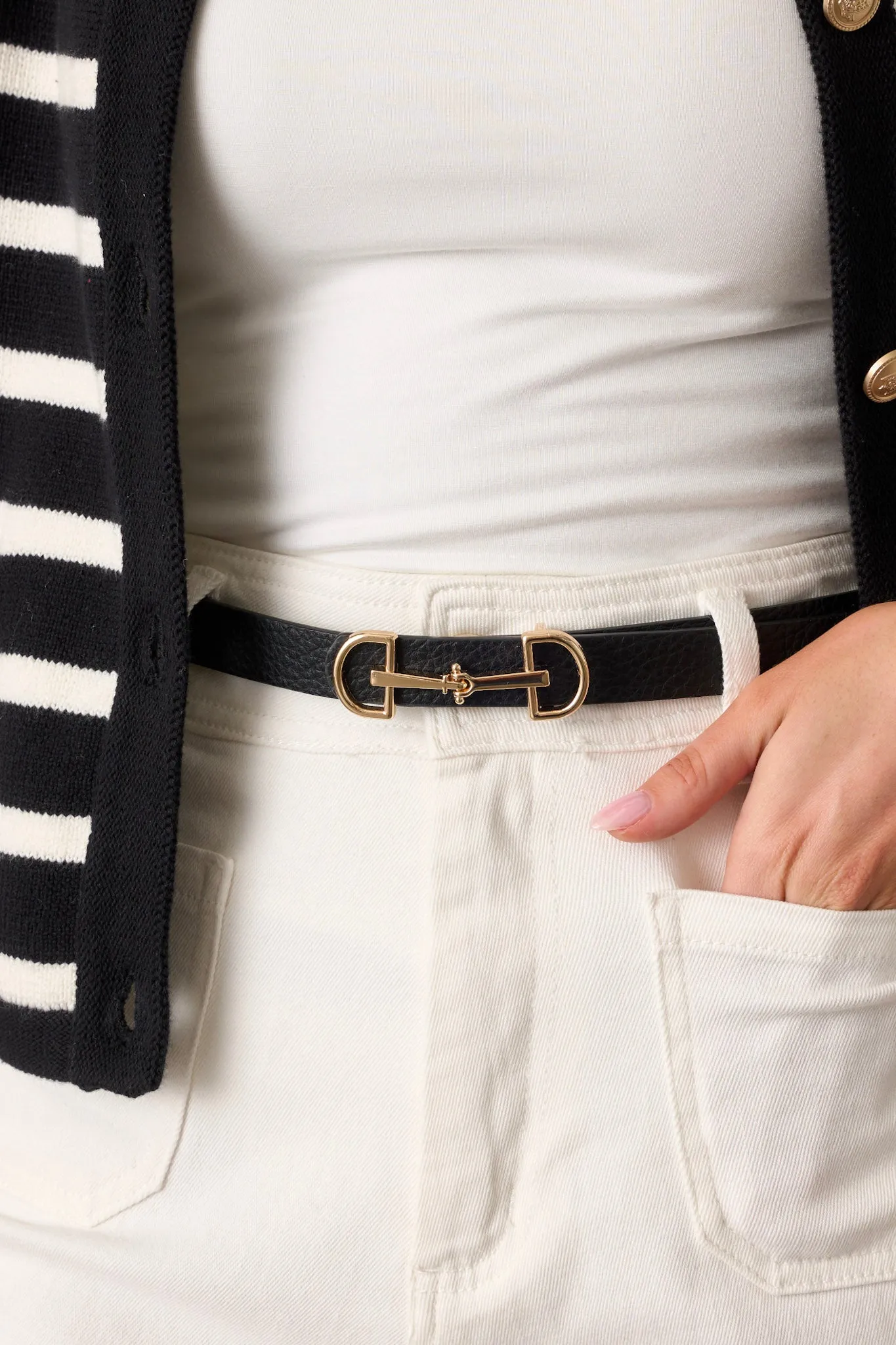 Endless Charm Black Textured Belt