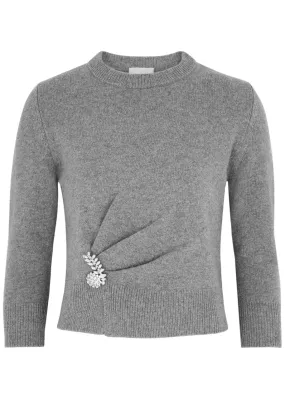 ERDEM Brooch-embellished wool jumper  -                         -                     -                