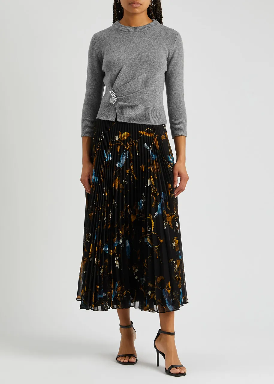 ERDEM Brooch-embellished wool jumper  -                         -                     -                