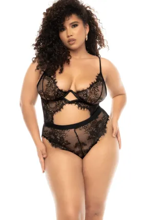 Eyelash Lace Underwire Bodysuit | Plus Size