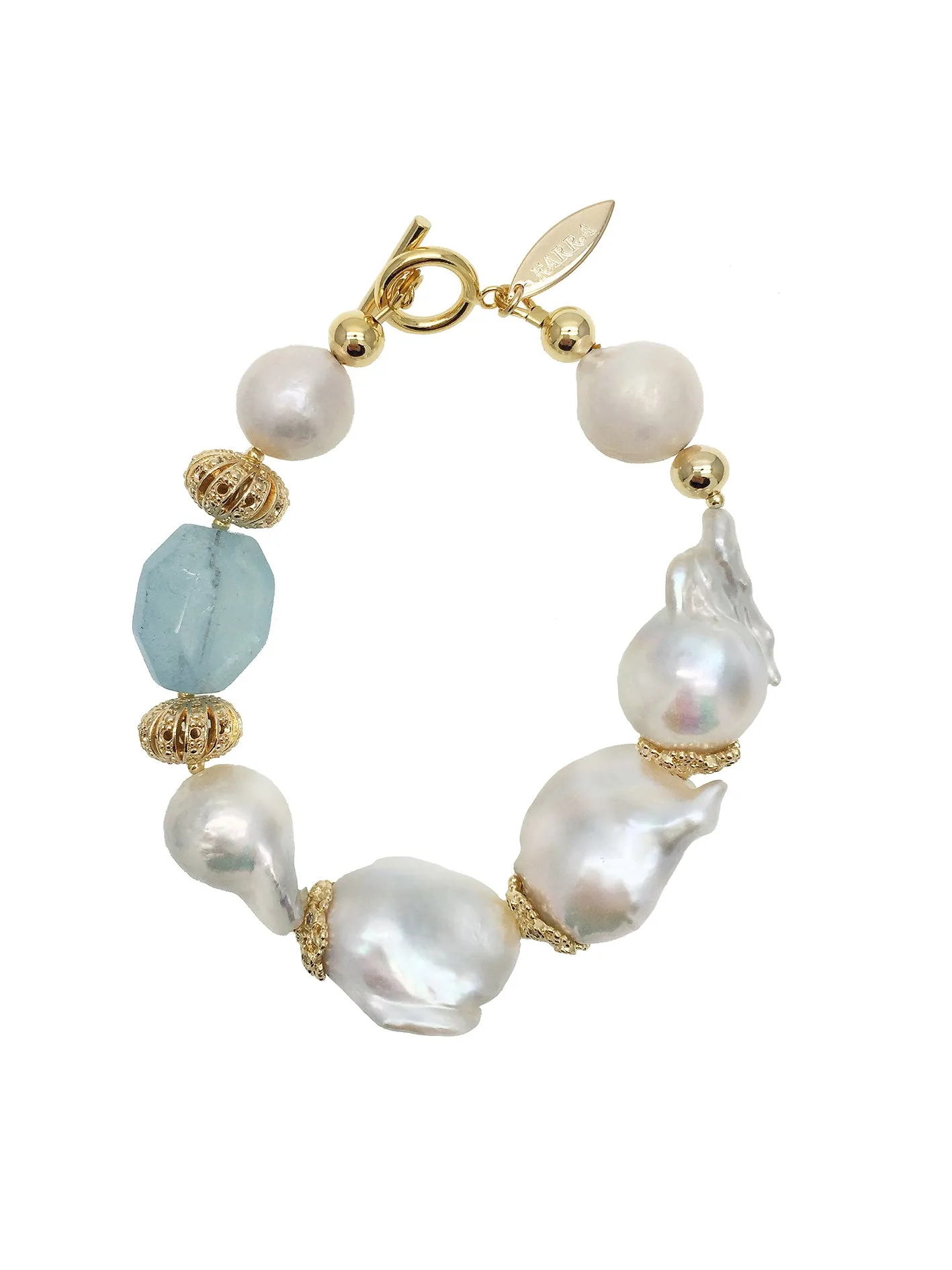 Freshwater Pearls & Aquamarine Bracelet NPB008