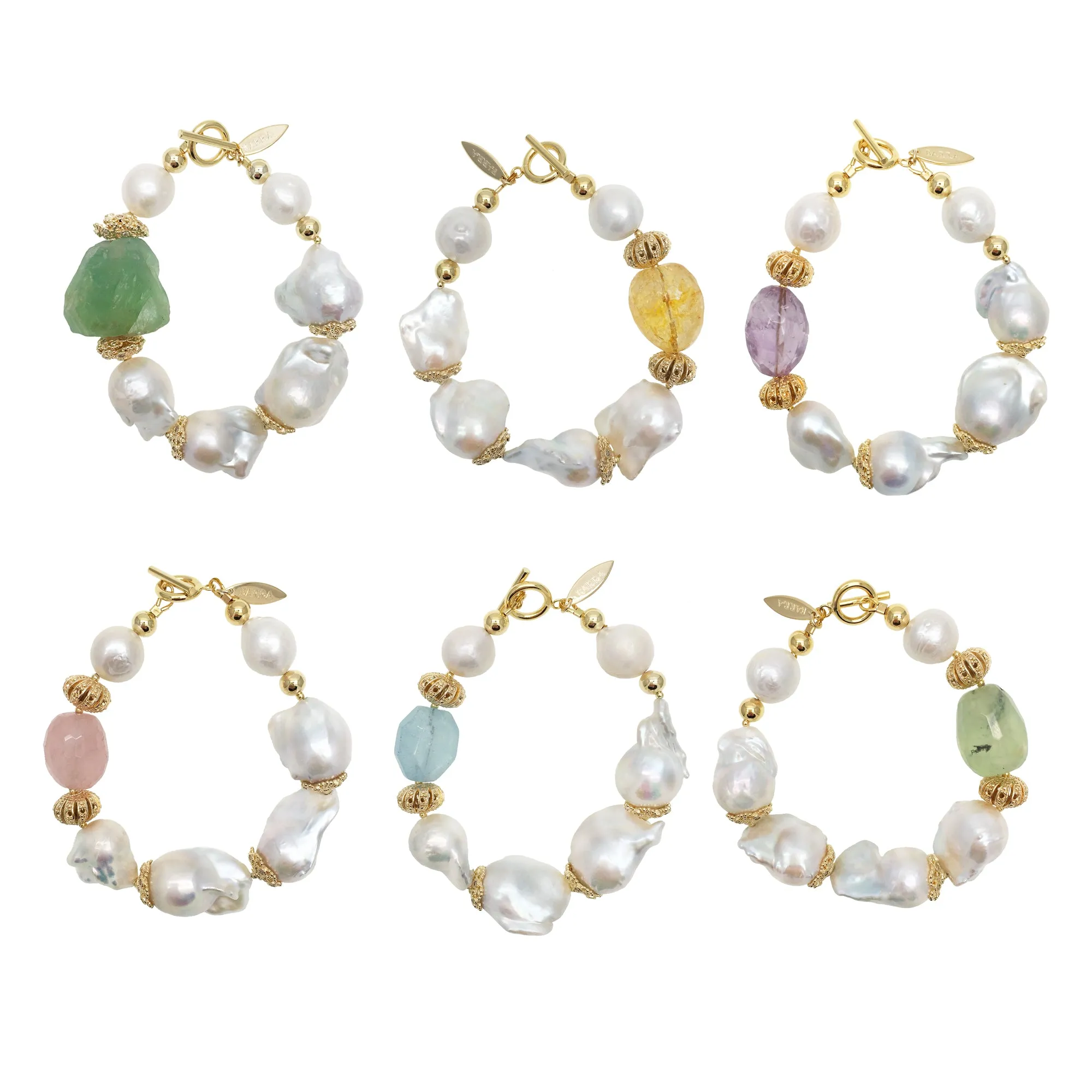 Freshwater Pearls & Aquamarine Bracelet NPB008