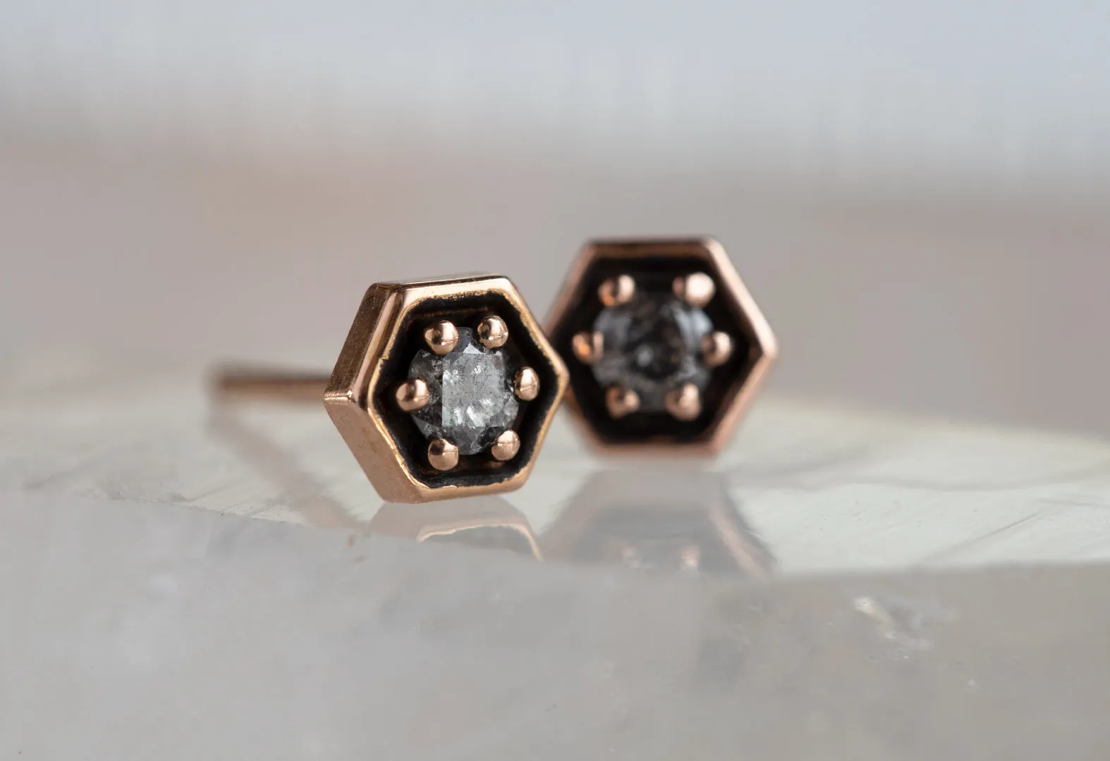 Galaxy Diamond Hexagon Stud Earrings