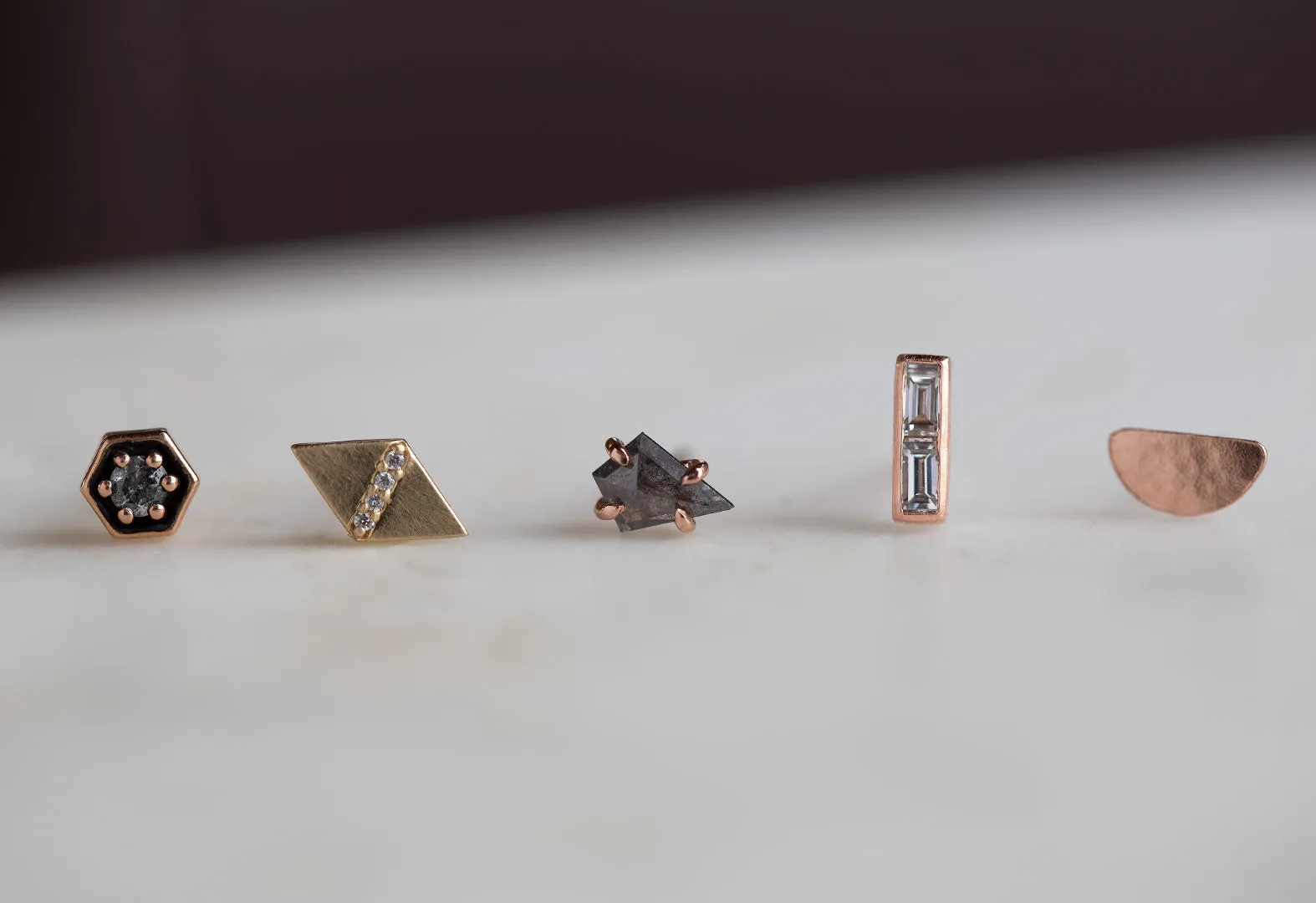 Galaxy Diamond Hexagon Stud Earrings