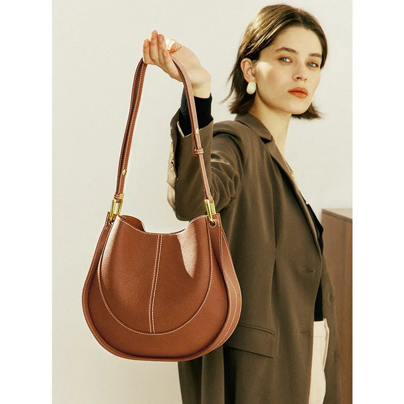 Genuine Leather Women Luxury Fashion Design Handbags Shoulder Saddle Bags