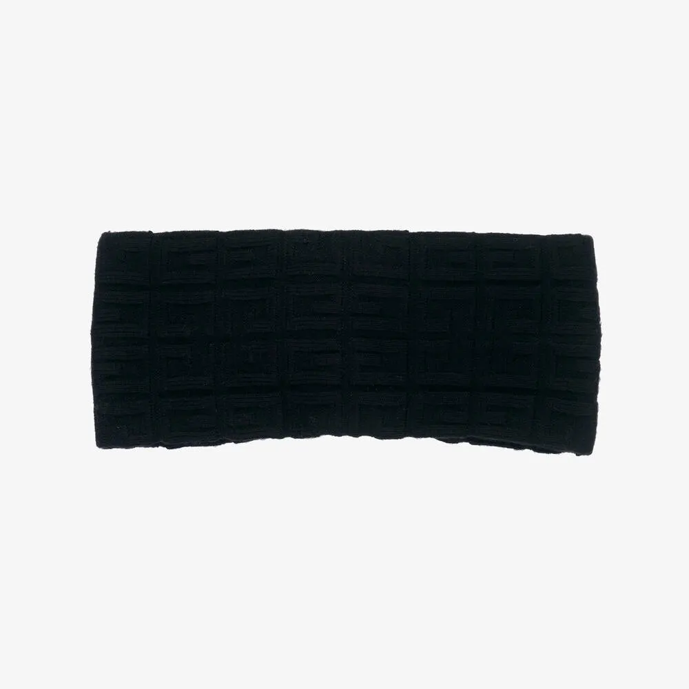 Girls Black Logo Knit Headband