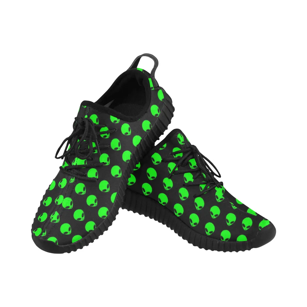 Green Alien Head Men's Breathable Woven Running Shoes