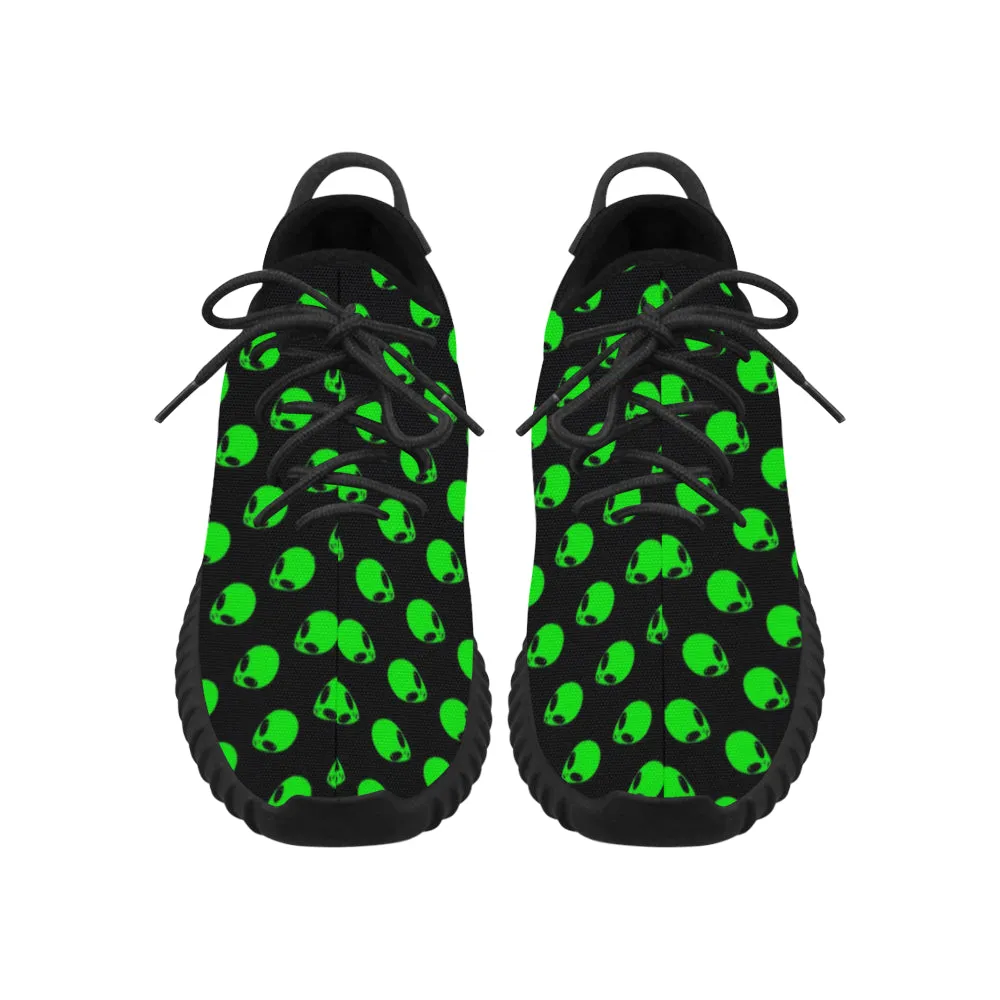 Green Alien Head Men's Breathable Woven Running Shoes