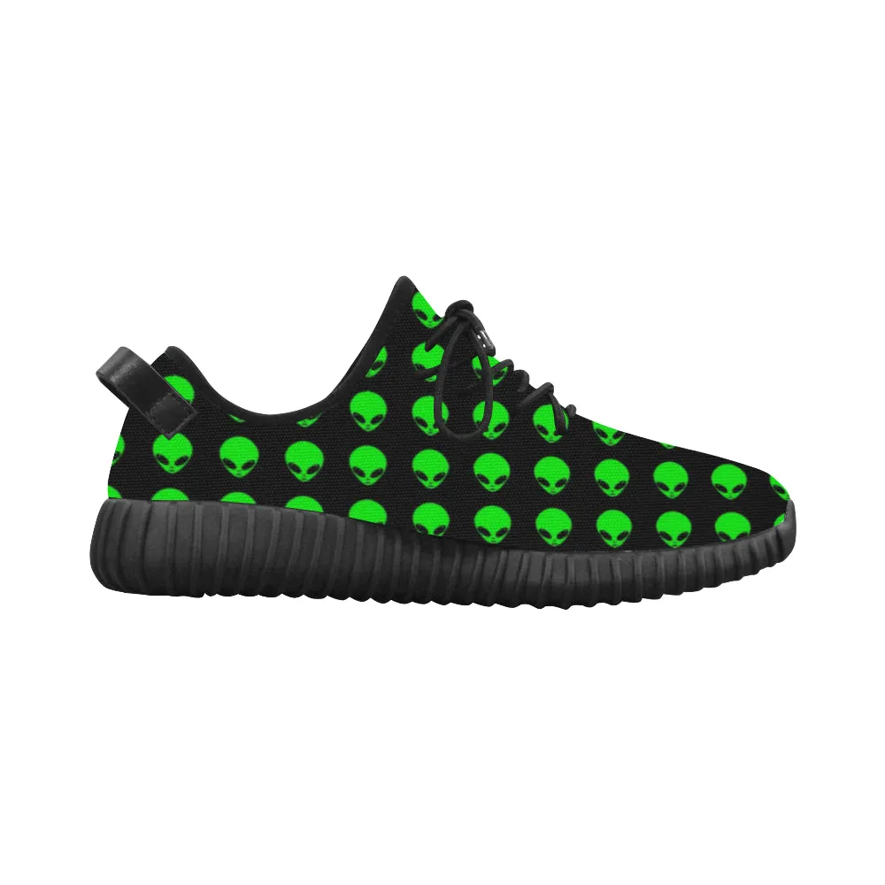 Green Alien Head Men's Breathable Woven Running Shoes