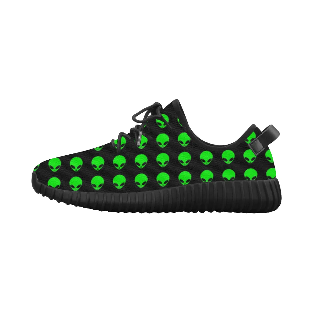 Green Alien Head Men's Breathable Woven Running Shoes