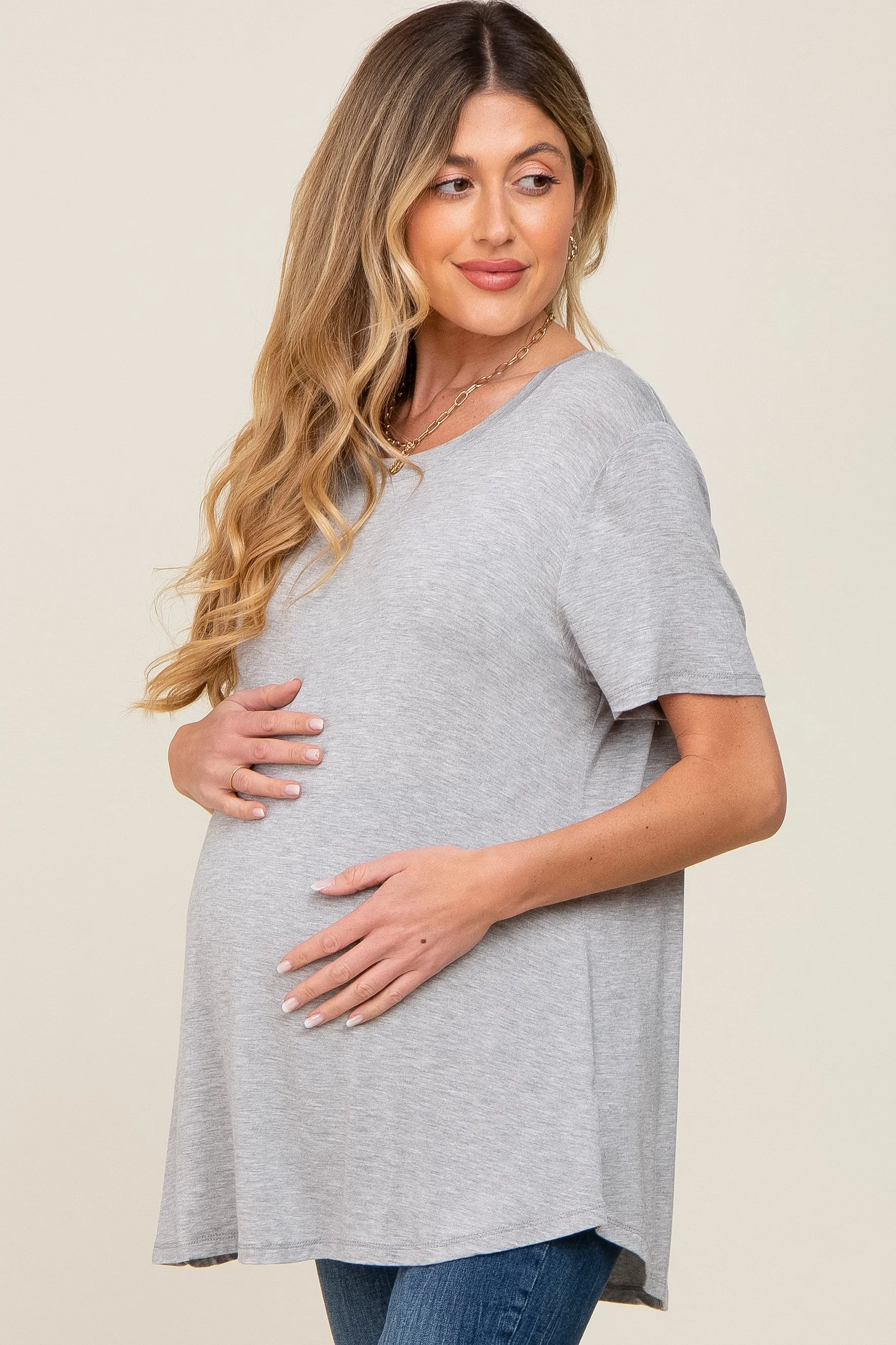 Grey Basic Maternity Tee