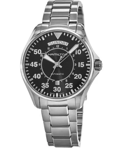 Hamilton Khaki Aviation Pilot Day Date Auto Black Dial Steel Men's Watch H64615135