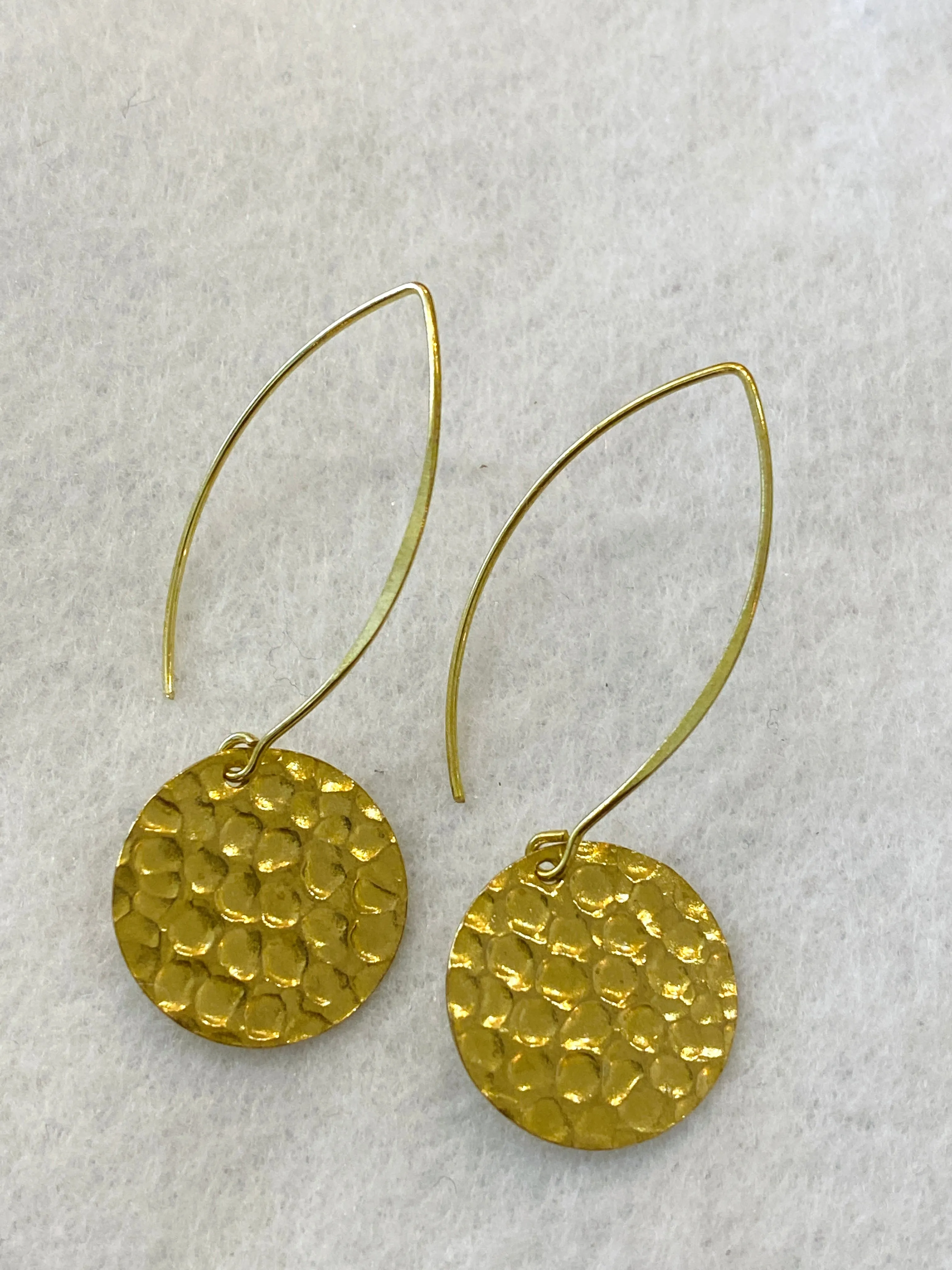 Hand Hammered Disc Drop Earrings