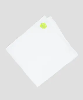 Handmade Italian Linen Pocket Square with Tennis Ball Embroidery