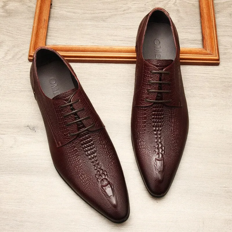 Handmade Mens Wedding Oxford Genuine Leather Dress Shoes