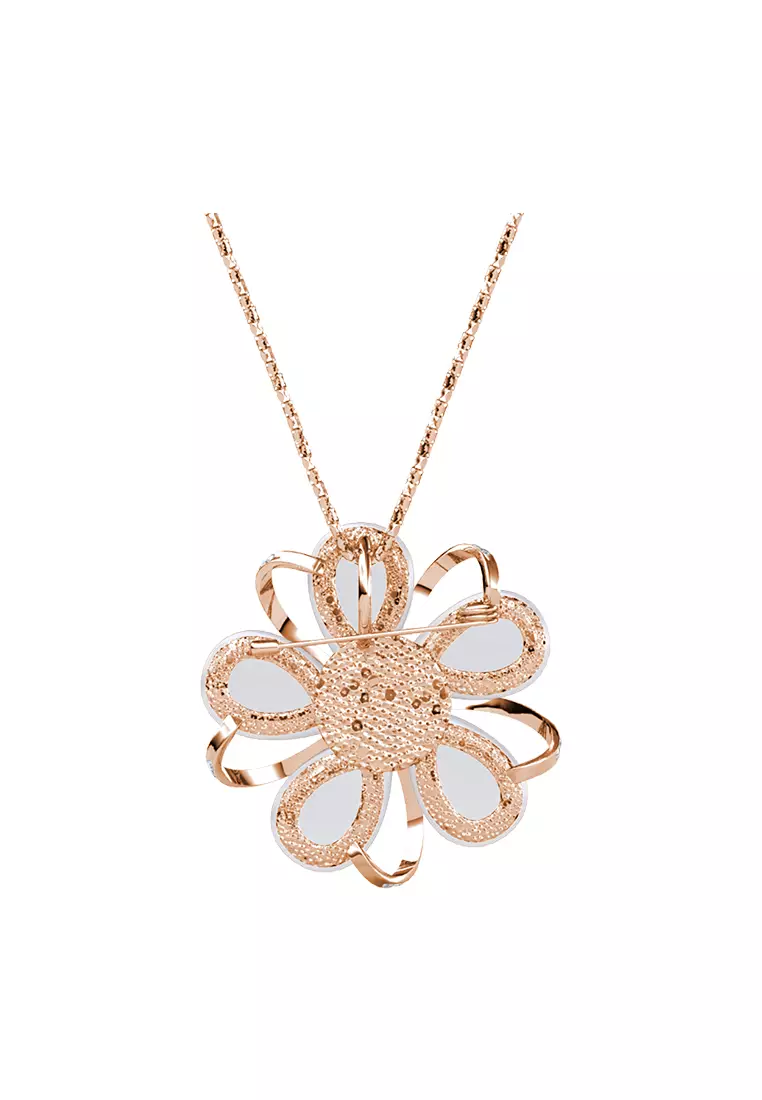 Her Jewellery Her Jewellery Cosette Pendant cum Brooch (Rose Gold) - Luxury Crystal Embellishments plated with 18K Gold