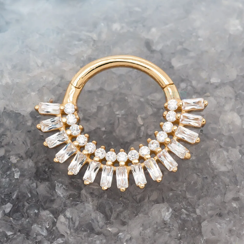 Hypnotic Hinge Ring / Clicker in Gold with CZ's