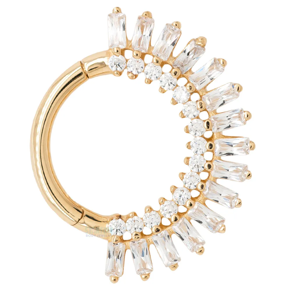 Hypnotic Hinge Ring / Clicker in Gold with CZ's